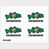 Sticker Rectangulaire État de Fish Washington (Feuille)