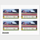 Sticker Rectangulaire État de Washington | Champ de tulipes (Feuille)