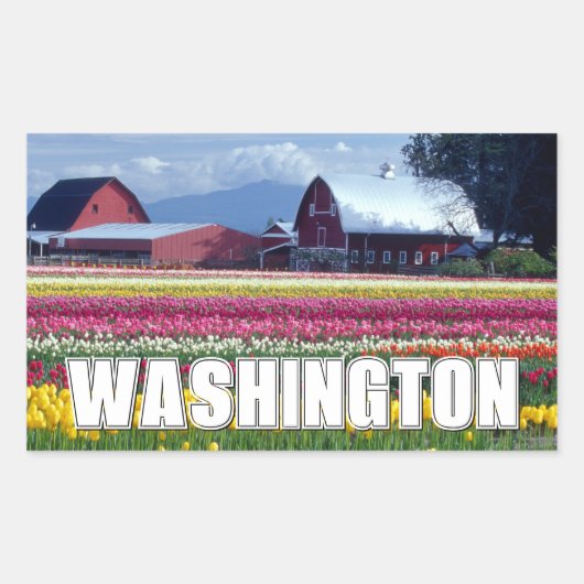 Sticker Rectangulaire État de Washington | Champ de tulipes (Devant)