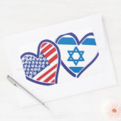 Sticker Rectangulaire États-Unis Israël Coeur Drapeau (Enveloppe)