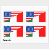 Sticker Rectangulaire etats-unis italie demi-drapeau états-unis (Feuille)