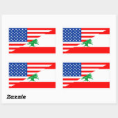 Sticker Rectangulaire etats-unis lebanon demi drapeau états-unis (Feuille)