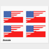 Sticker Rectangulaire etats-unis pologne demi drapeau états-unis (Feuille)
