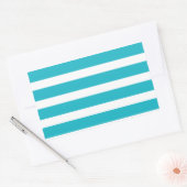 Sticker Rectangulaire Été nautique à rayures turquoise et blanche (Enveloppe)