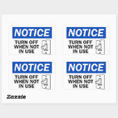 STICKER RECTANGULAIRE ÉTEINDRE LORSQUE NON UTILISÉ (Feuille)