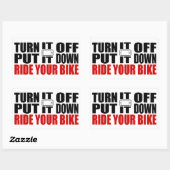 Sticker Rectangulaire Éteins-Le, Pose-Le, Ride Ton Vélo (Feuille)