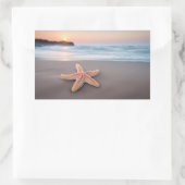 Sticker Rectangulaire Étoile de mer allongée sur une plage (Sac)