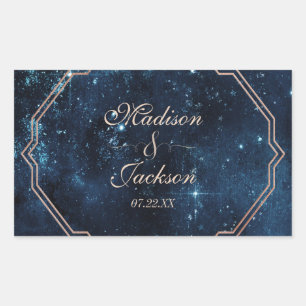 Sticker Rectangulaire Étoile de nuit Sky Celestiy Galaxy Mariage Monogra