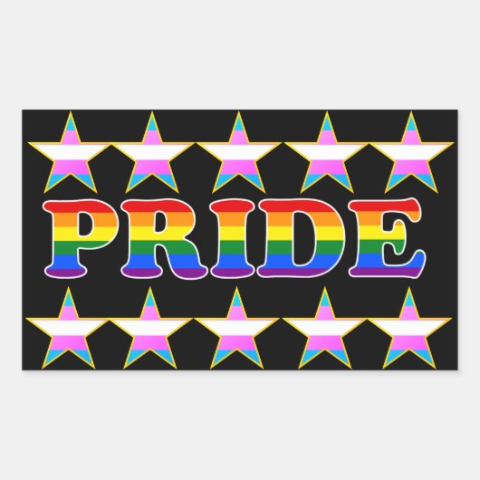 Sticker Rectangulaire Étoiles de la Fierté Trans PRIDE (Devant)