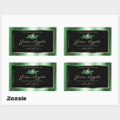 Sticker Rectangulaire Étoiles de Parties scintillant verte noire Étiquet (Feuille)