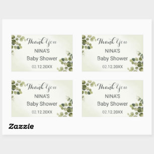 Sticker Rectangulaire Eucalyptus Russe Feuille Budget Merci rond