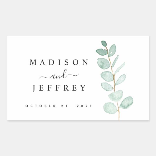 Sticker Rectangulaire Eucalyptus Verdure minimaliste Mariage (Devant)