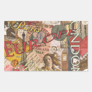 Sticker Rectangulaire Europe Travel Vintage