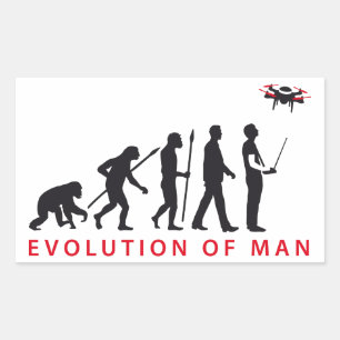 Sticker Rectangulaire evolution of man controlling drone