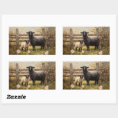 Sticker Rectangulaire Ewe et agneau Printemps (Feuille)