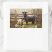Sticker Rectangulaire Ewe et agneau Printemps (Sac)