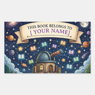 Sticker Rectangulaire Ex-libris de lecture personnalisé pour enfants