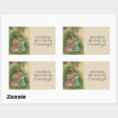 Sticker Rectangulaire Ex-libris Fillettes avec Poupée (Feuille)