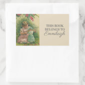 Sticker Rectangulaire Ex-libris Fillettes avec Poupée (Sac)
