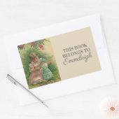 Sticker Rectangulaire Ex-libris Fillettes avec Poupée (Enveloppe)
