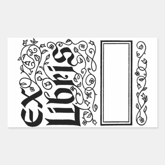 Sticker Rectangulaire Ex Libris ~ Vintage Look Bookplate / Booklabel (Devant)