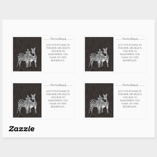 Sticker Rectangulaire Ex-libris Zebra Play (Feuille)