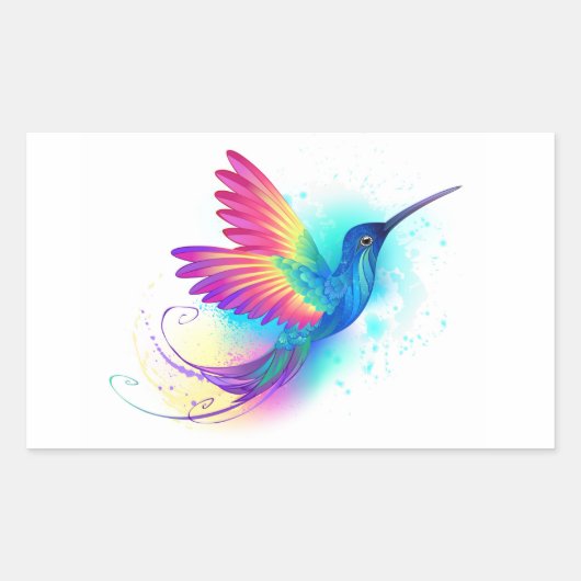 Sticker Rectangulaire Exotic Rainbow Hummingbird (Devant)