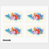 Sticker Rectangulaire Exotic Tropical Flowers - Pink & Aquamarines (Feuille)