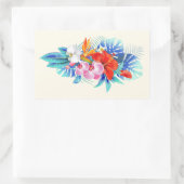 Sticker Rectangulaire Exotic Tropical Flowers - Pink & Aquamarines (Sac)