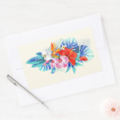 Sticker Rectangulaire Exotic Tropical Flowers - Pink & Aquamarines (Enveloppe)