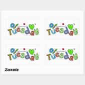 Sticker Rectangulaire Expression de texte de voeux mardi semaine (Feuille)