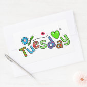 Sticker Rectangulaire Expression de texte de voeux mardi semaine (Enveloppe)
