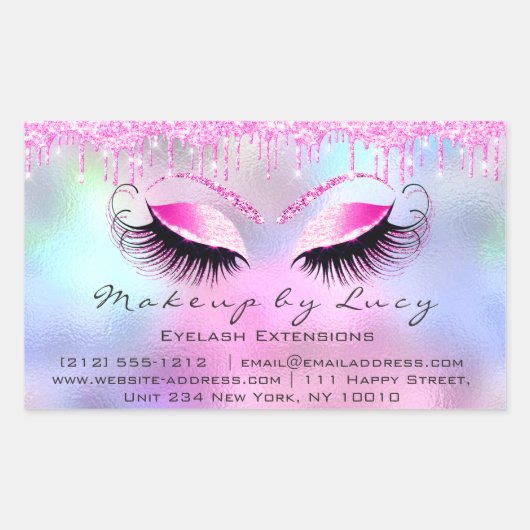 Sticker Rectangulaire Eyelash Extension Maquillage Artiste Drives Rose F (Devant)