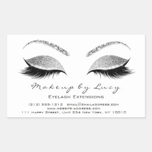 Sticker Rectangulaire Eyelash Extension Maquillage Beauté Salon Gris Par