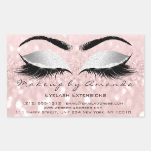 Sticker Rectangulaire Eyelash Extension Maquillage Beauté Salon rose Gre