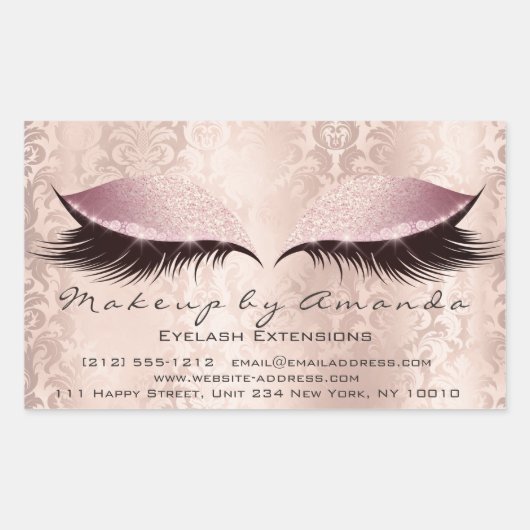 Sticker Rectangulaire Eyelash Extension Maquillage rose Artiste Beauté D (Devant)