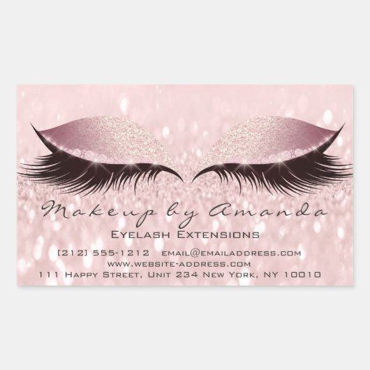 Sticker Rectangulaire Eyelash Extension Maquillage rose Artiste Beauty S (Devant)