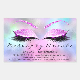 Sticker Rectangulaire Eyelash Extension Maquillage Salon de beauté Holog