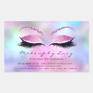 Sticker Rectangulaire Eyelash Extension Maquillage Salon de Beauté Pink 