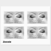 Sticker Rectangulaire Eyelash Extension Maquillage Salon de beauté Silve (Feuille)