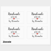 Sticker Rectangulaire Fabriqué à la main avec un script blanc d'amour pe (Feuille)