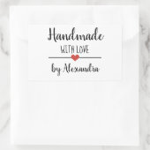 Sticker Rectangulaire Fabriqué à la main avec un script blanc d'amour pe (Sac)