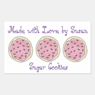 Sticker Rectangulaire Fabriqué avec amour Cuisine personnalisée Cuisine
