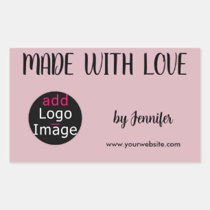 Sticker Rectangulaire Fabriqué avec amour Professionnel Rose Poussiéreus