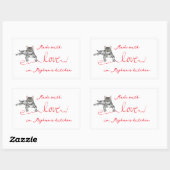Sticker Rectangulaire Fabriqué avec chat d'amour avec ruban (Feuille)