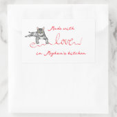 Sticker Rectangulaire Fabriqué avec chat d'amour avec ruban (Sac)