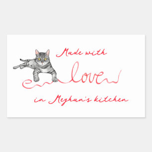 Sticker Rectangulaire Fabriqué avec chat d'amour avec ruban