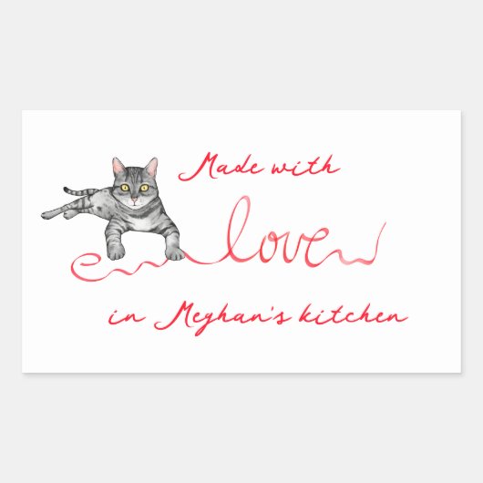 Sticker Rectangulaire Fabriqué avec chat d'amour avec ruban (Devant)