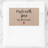 Sticker Rectangulaire Fabriqué Avec L'Amour Kraft (Sac)
