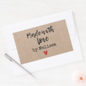 Sticker Rectangulaire Fabriqué Avec L'Amour Kraft (Enveloppe)